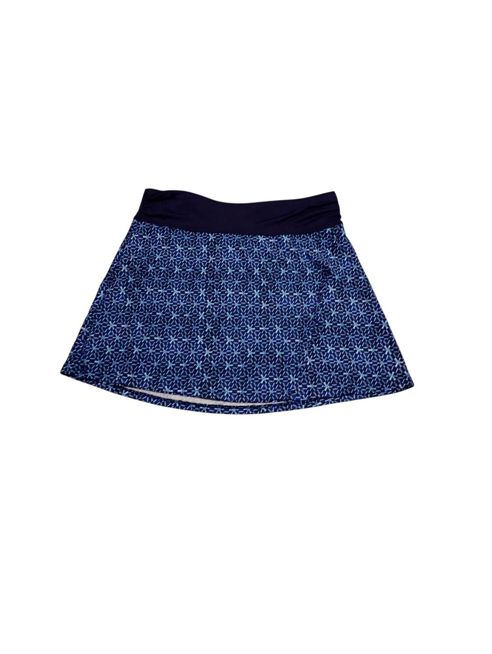 Title Nine Aquamini Skirt Small Blue Geometric Athletic Stretch Swim Cover Up